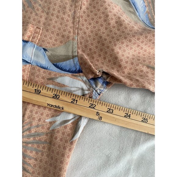 Islanders Mens Washable Silk Hawaiian Shirt Feather Print Small Tear Mended M - Picture 3 of 9